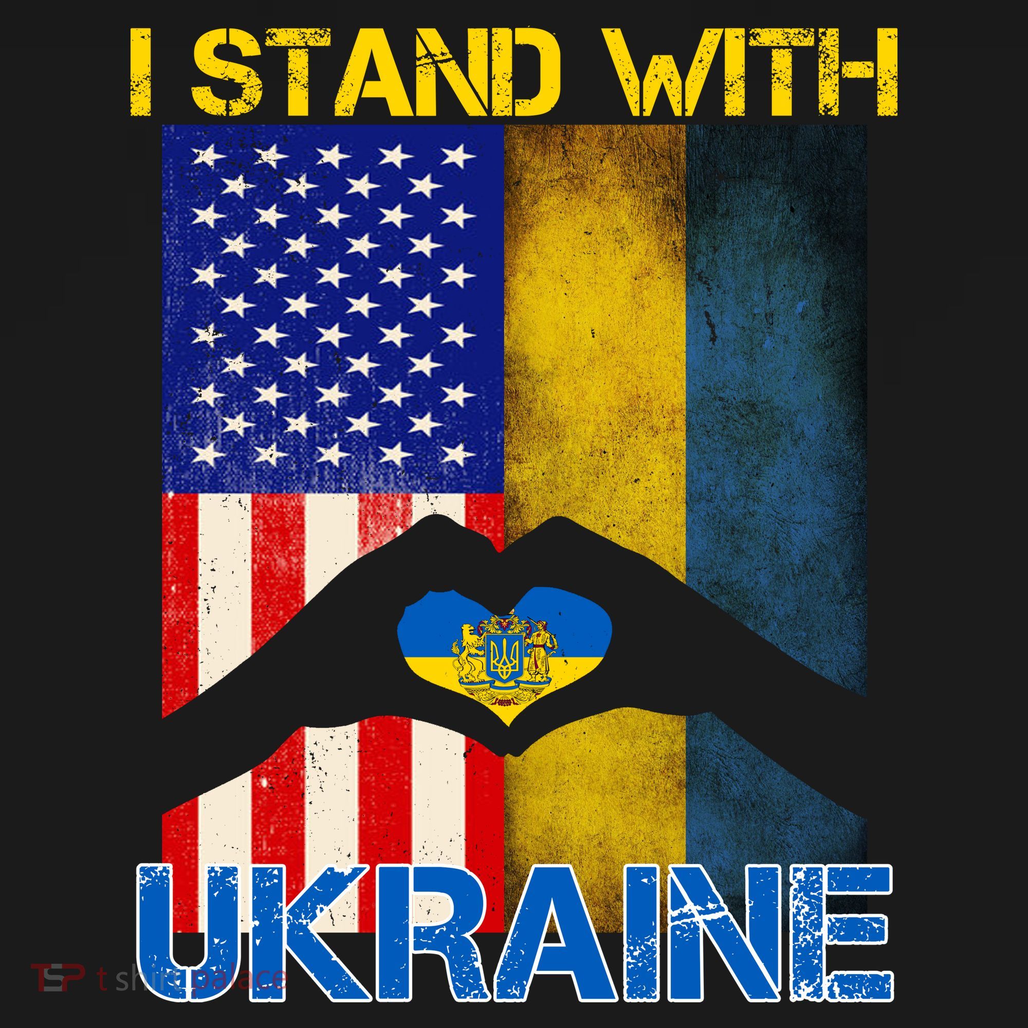 I Stand With Ukraine Heart USA Flag Ornament