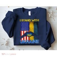I Stand With Ukraine Heart USA Flag Sweatshirt thumb 2