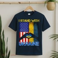 I Stand With Ukraine Heart USA Flag T-Shirt thumb 2