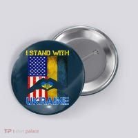 I Stand With Ukraine Heart USA Flag Button thumb 0