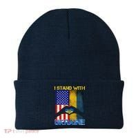 I Stand With Ukraine Heart USA Flag Beanie thumb 0