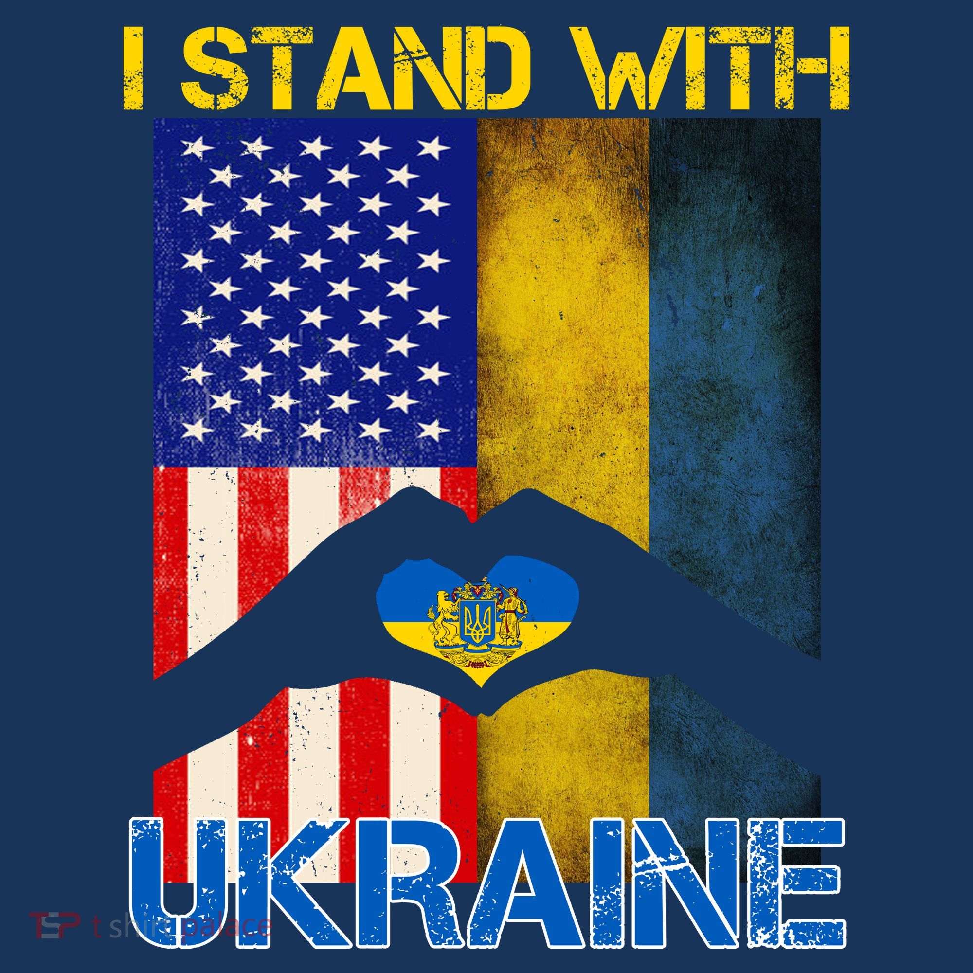 I Stand With Ukraine Heart USA Flag Polo