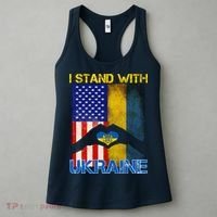 I Stand With Ukraine Heart USA Flag Women's Tank Top thumb 3