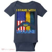 I Stand With Ukraine Heart USA Flag Baby Bodysuit thumb 0