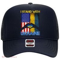 I Stand With Ukraine Heart USA Flag Hat thumb 0