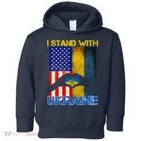 I Stand With Ukraine Heart USA Flag Toddler Hoodie thumb 0