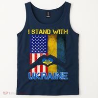 I Stand With Ukraine Heart USA Flag Tank Top thumb 2