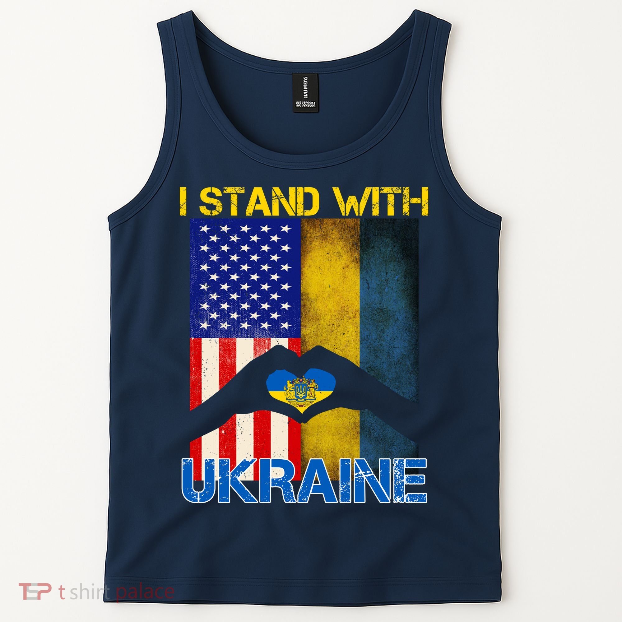 I Stand With Ukraine Heart USA Flag Tank Top