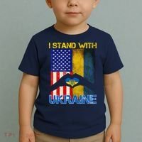 I Stand With Ukraine Heart USA Flag Toddler T-Shirt thumb 2
