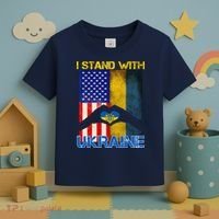 I Stand With Ukraine Heart USA Flag Toddler T-Shirt thumb 3