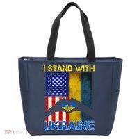 I Stand With Ukraine Heart USA Flag Tote Bag thumb 0