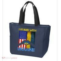 I Stand With Ukraine Heart USA Flag Tote Bag thumb 3