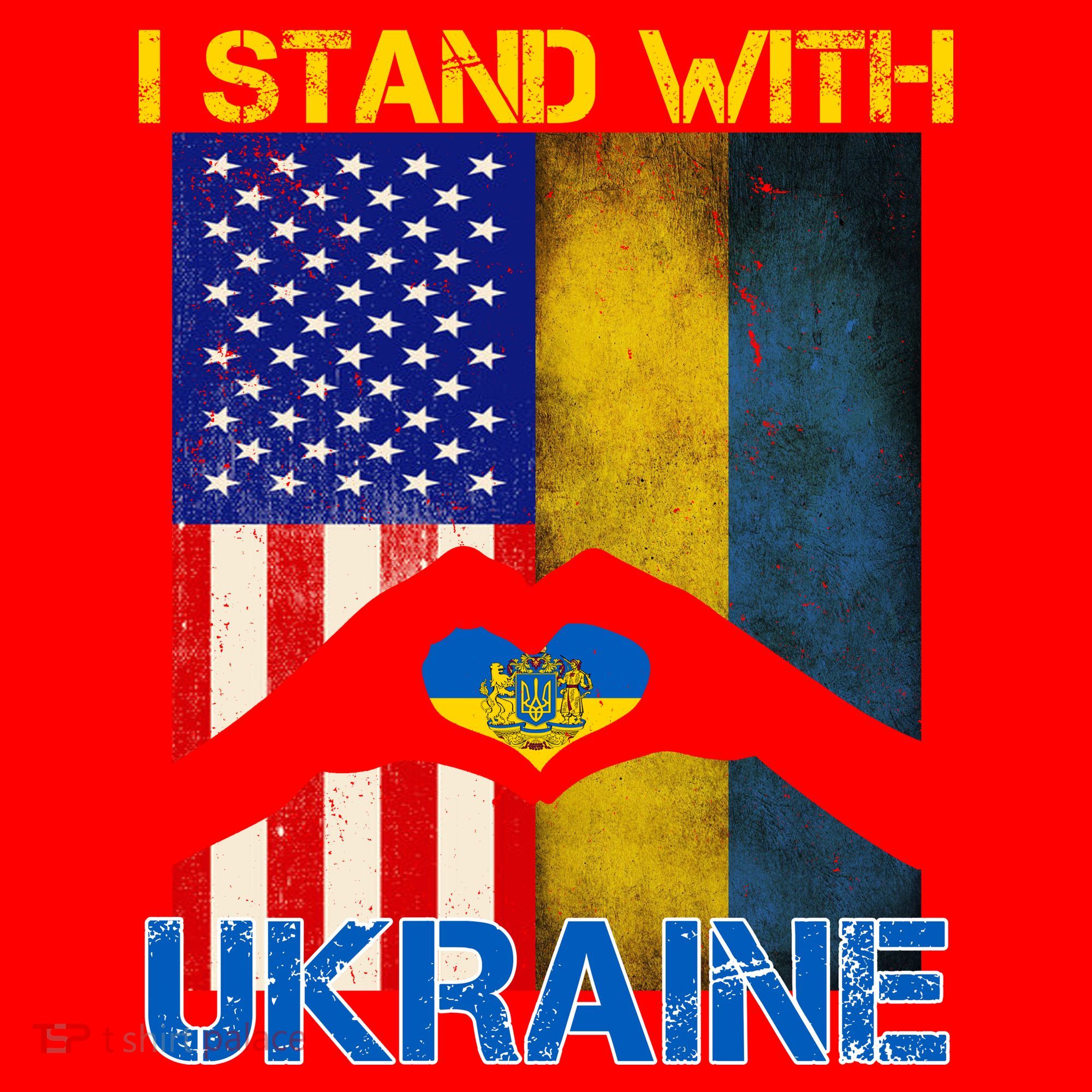 I Stand With Ukraine Heart USA Flag Santa Hat