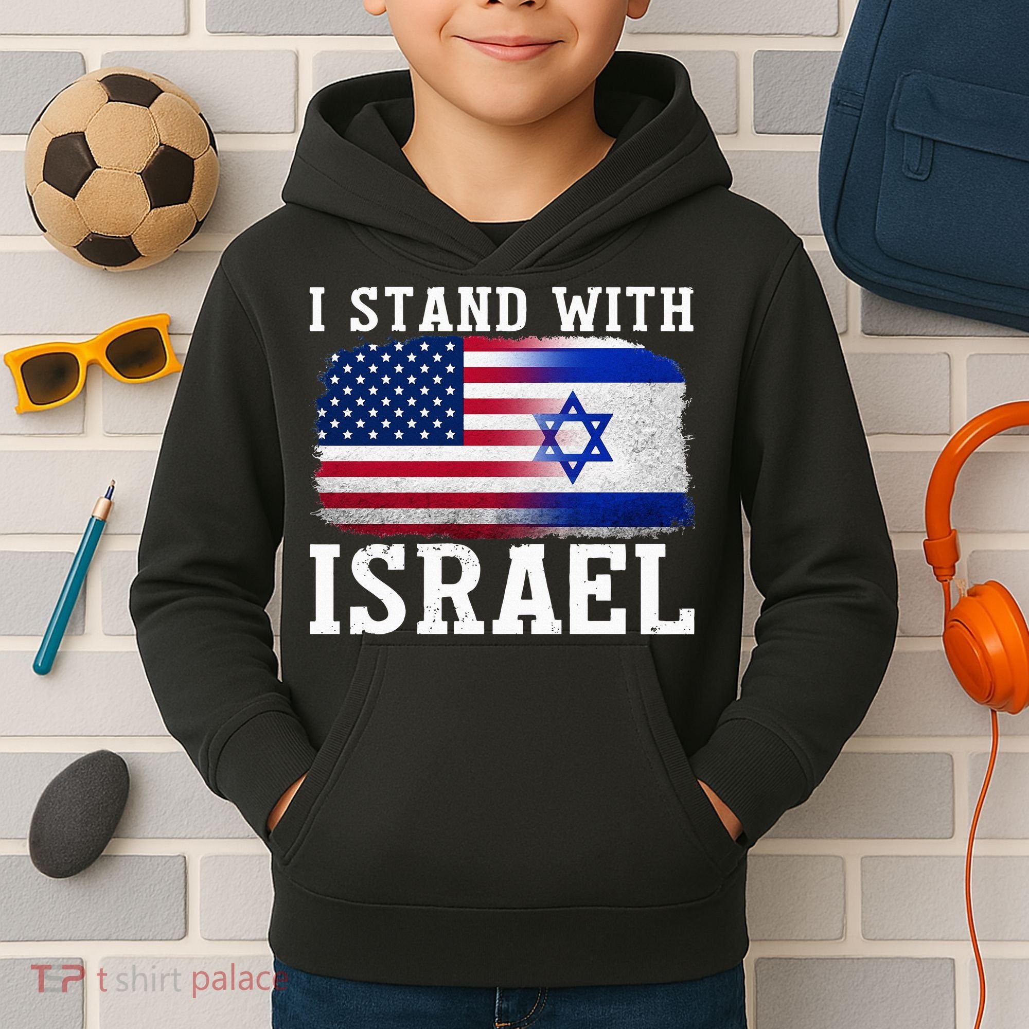 I Stand With Israel Strong Kids Hoodie