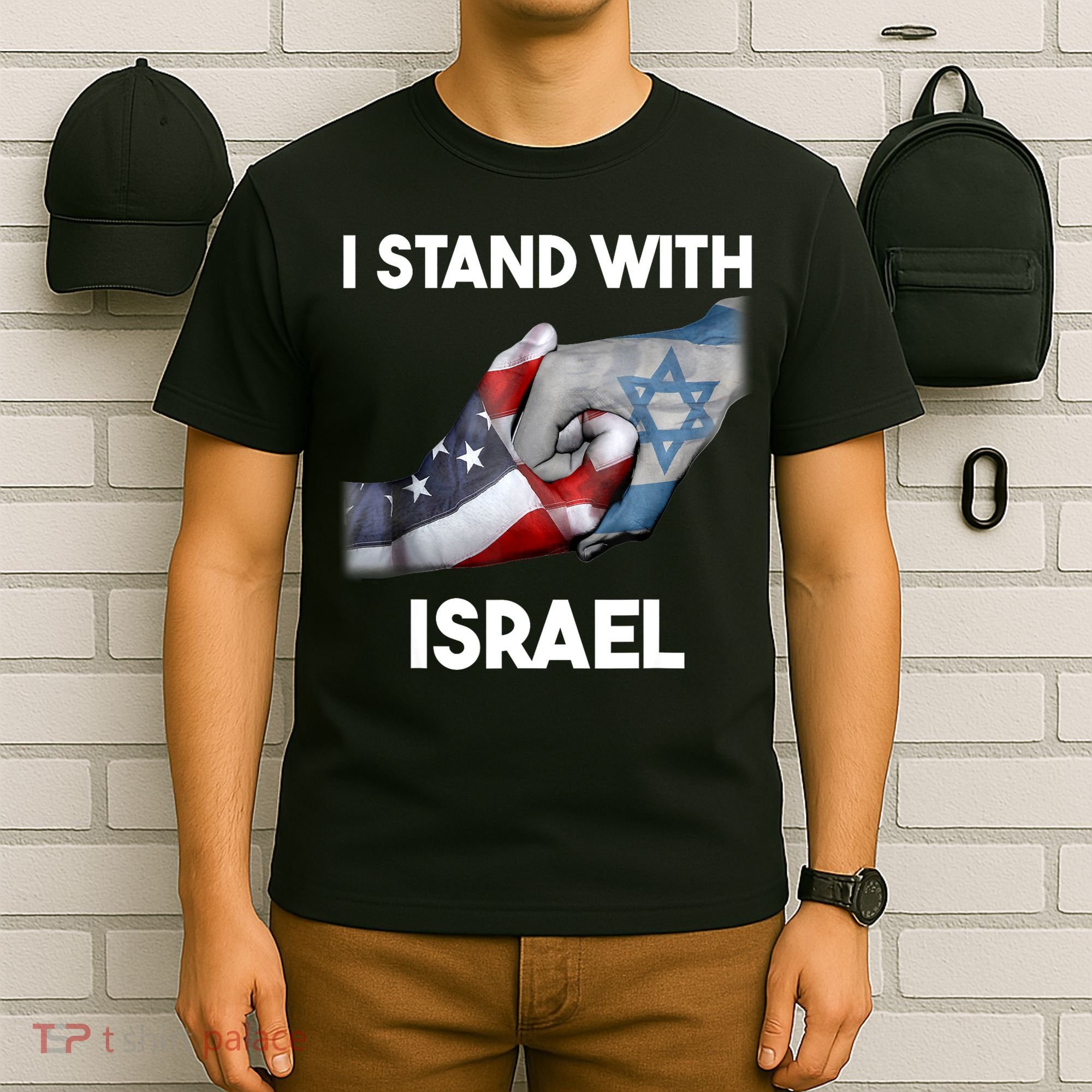 I Stand With Israel I Stand With Israel America Flag T-Shirt