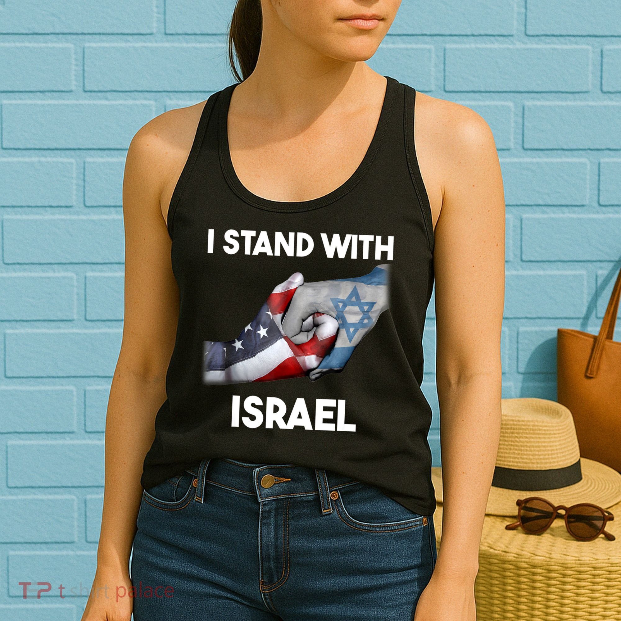 I Stand With Israel I Stand With Israel America Flag Women's Tank Top