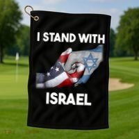 I Stand With Israel I Stand With Israel America Flag Golf Towel thumb 1