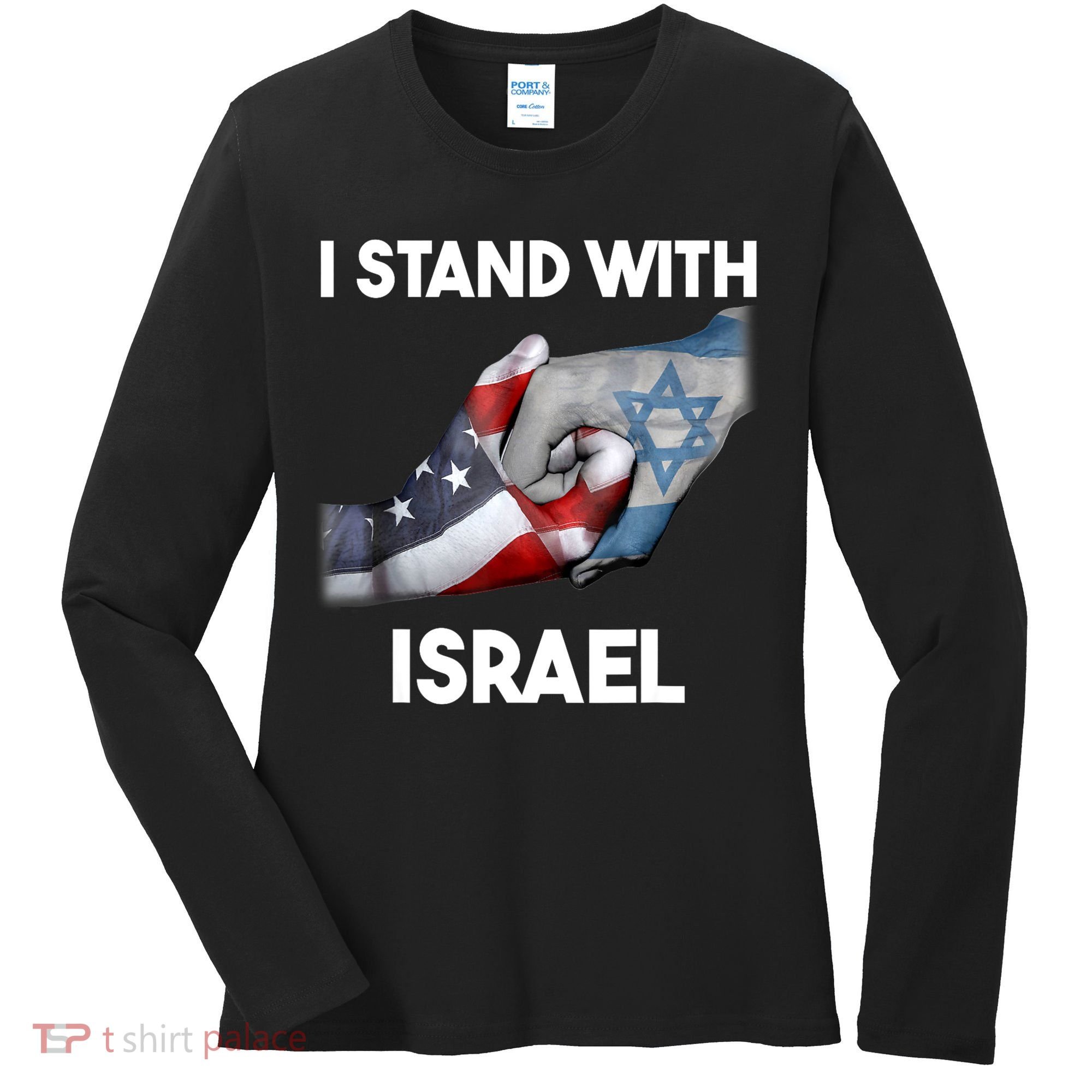 I Stand With Israel I Stand With Israel America Flag Women's Long Sleeve Shirt