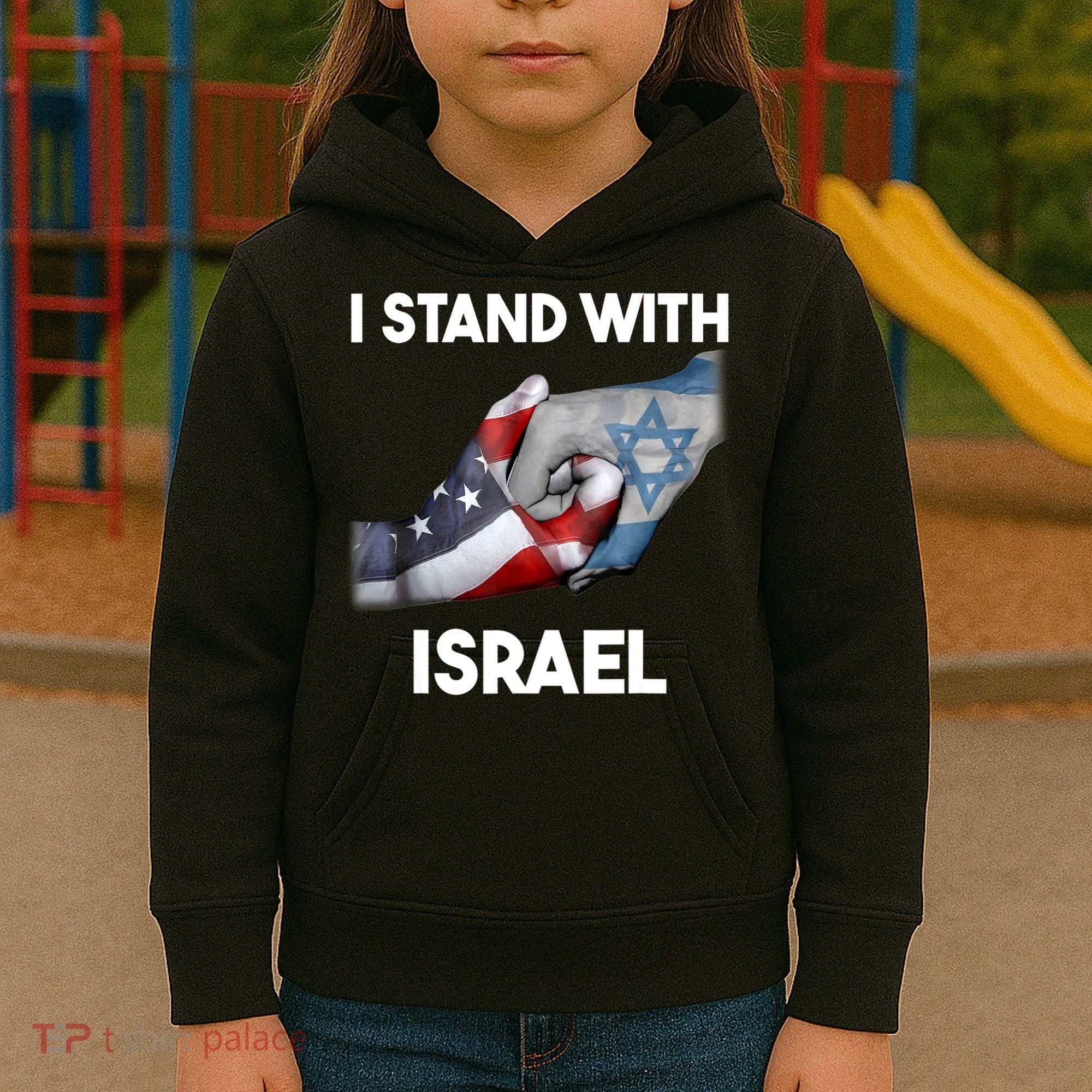 I Stand With Israel I Stand With Israel America Flag Kids Hoodie