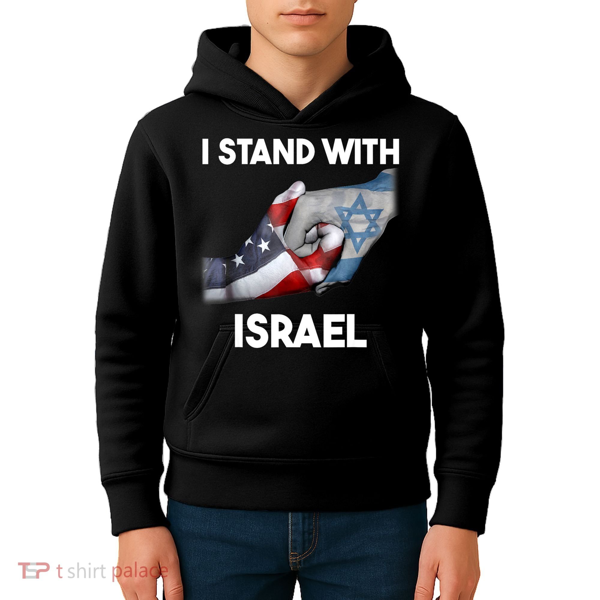 I Stand With Israel I Stand With Israel America Flag Kids Hoodie