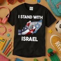 I Stand With Israel I Stand With Israel America Flag Kids T-Shirt thumb 3