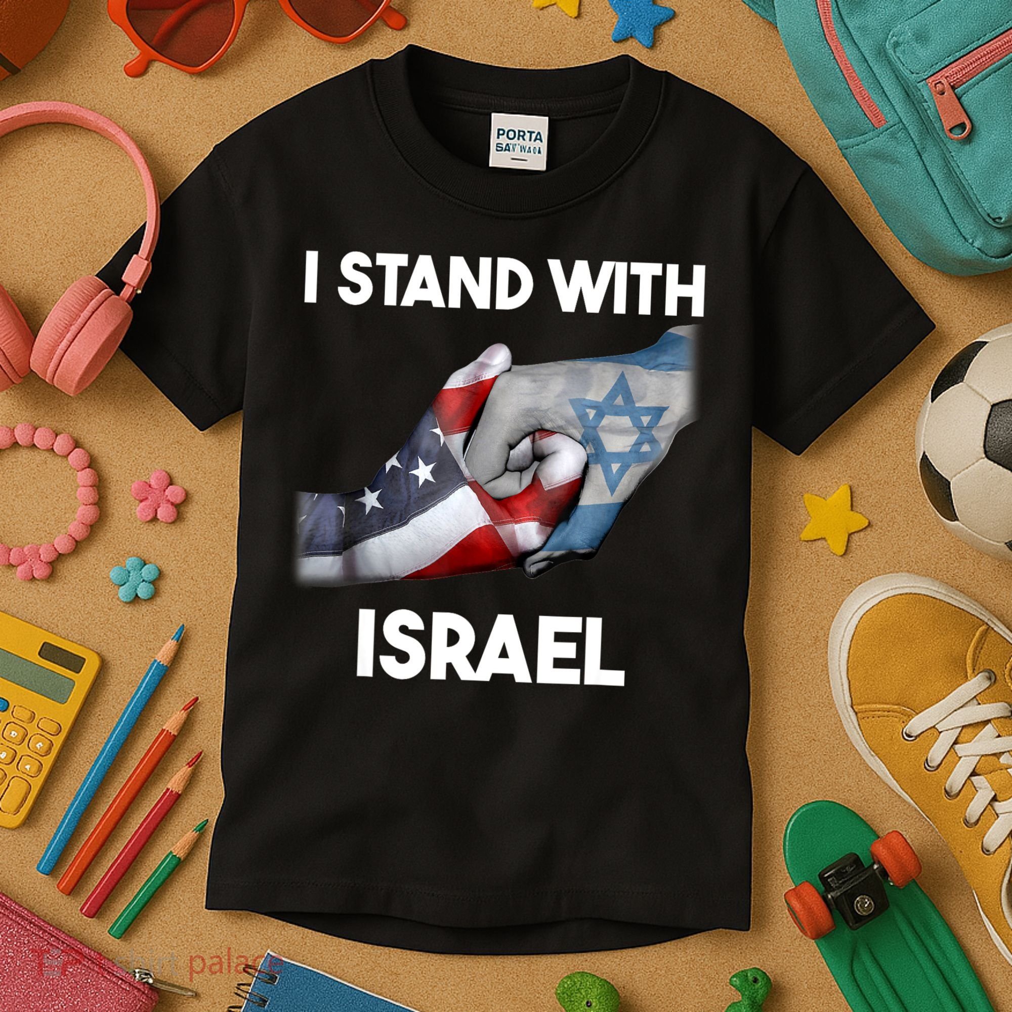 I Stand With Israel I Stand With Israel America Flag Kids T-Shirt