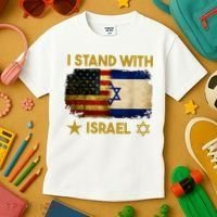 I Stand With Israel I Stand With Israel America Flag Kids T-Shirt thumb 3