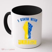 I Stand With Ukraine Fist Trident Support Coffee Mug thumb 0