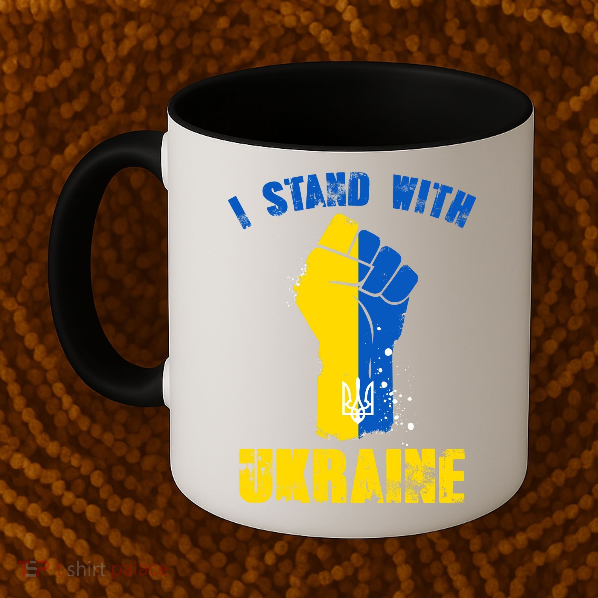 I Stand With Ukraine Fist Trident Support Coffee Mug