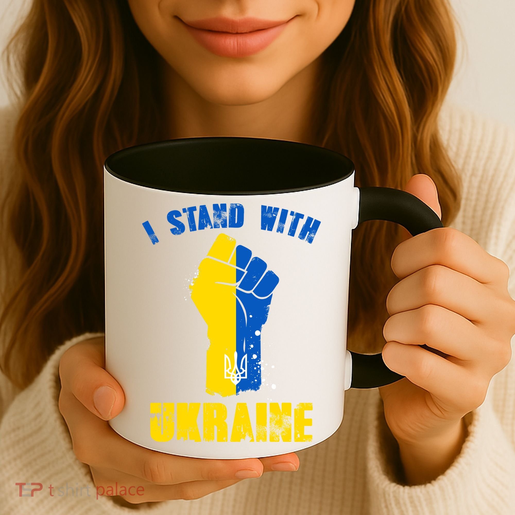 I Stand With Ukraine Fist Trident Support Coffee Mug