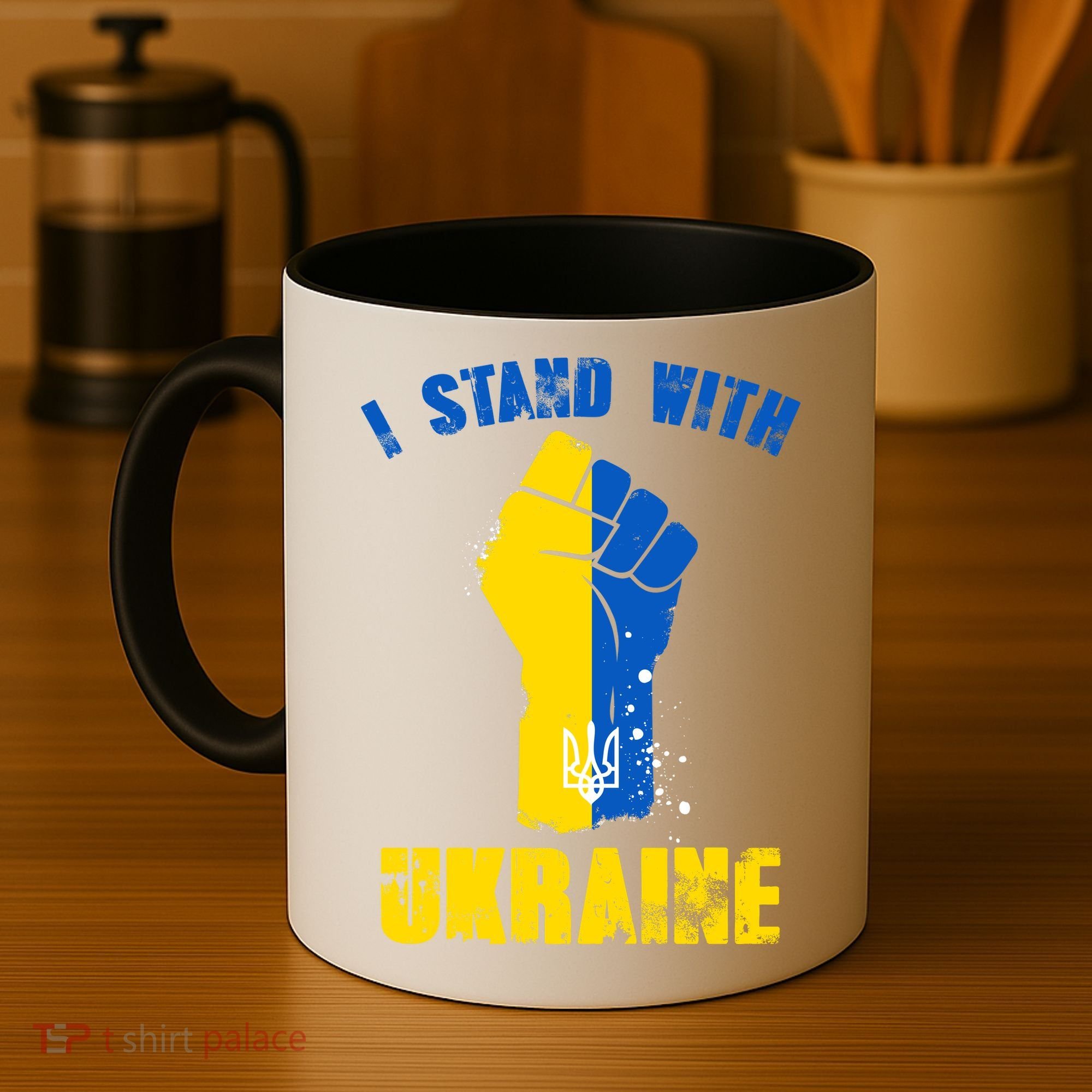 I Stand With Ukraine Fist Trident Support Coffee Mug