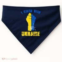I Stand With Ukraine Fist Trident Support USA-Made Doggie Bandana thumb 0