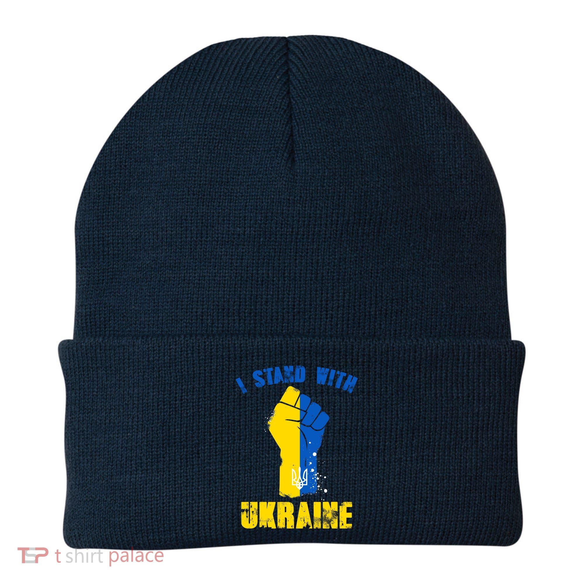 I Stand With Ukraine Fist Trident Support Beanie