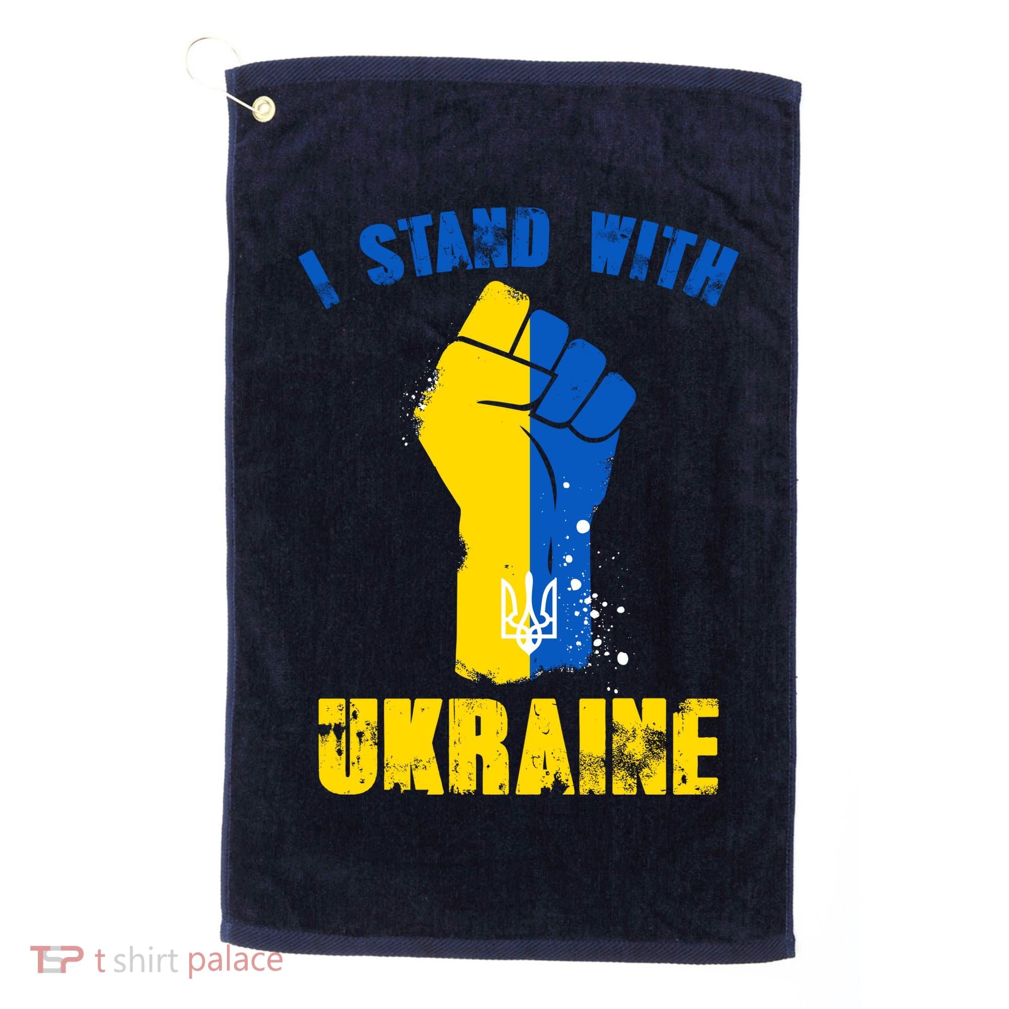 I Stand With Ukraine Fist Trident Support Golf Towel