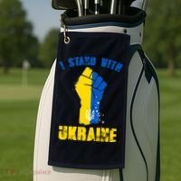 I Stand With Ukraine Fist Trident Support Golf Towel thumb 2