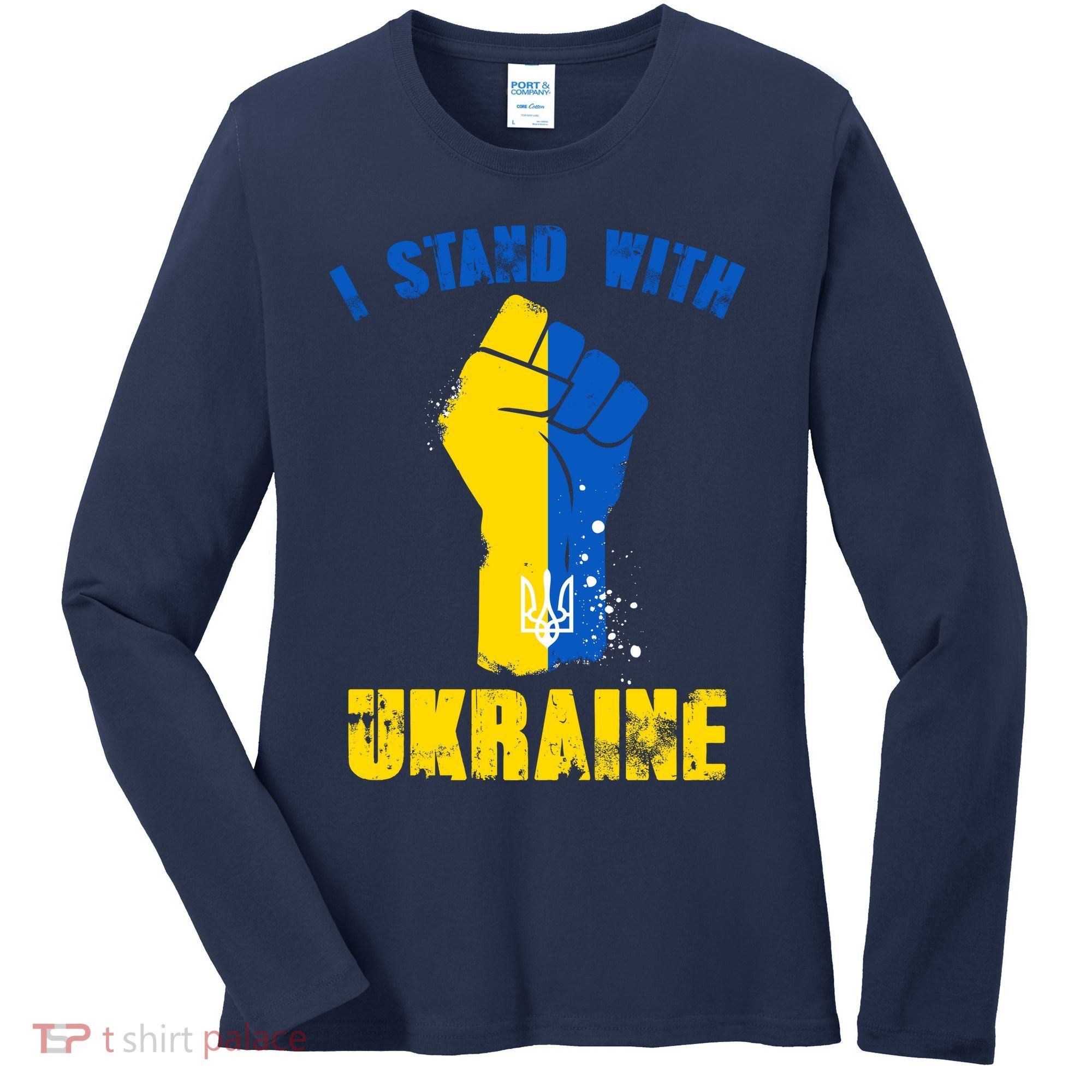 I Stand With Ukraine Fist Trident Support Women's Long Sleeve Shirt