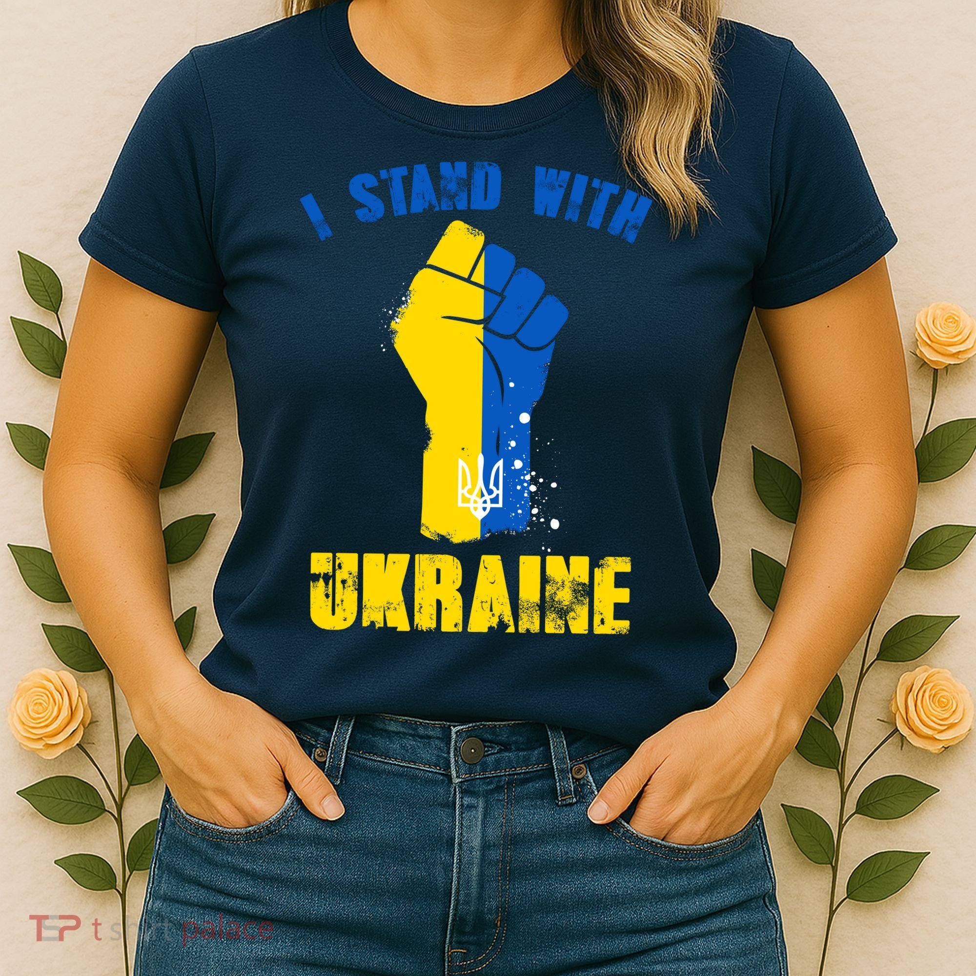 I Stand With Ukraine Fist Trident Support Women's T-Shirt