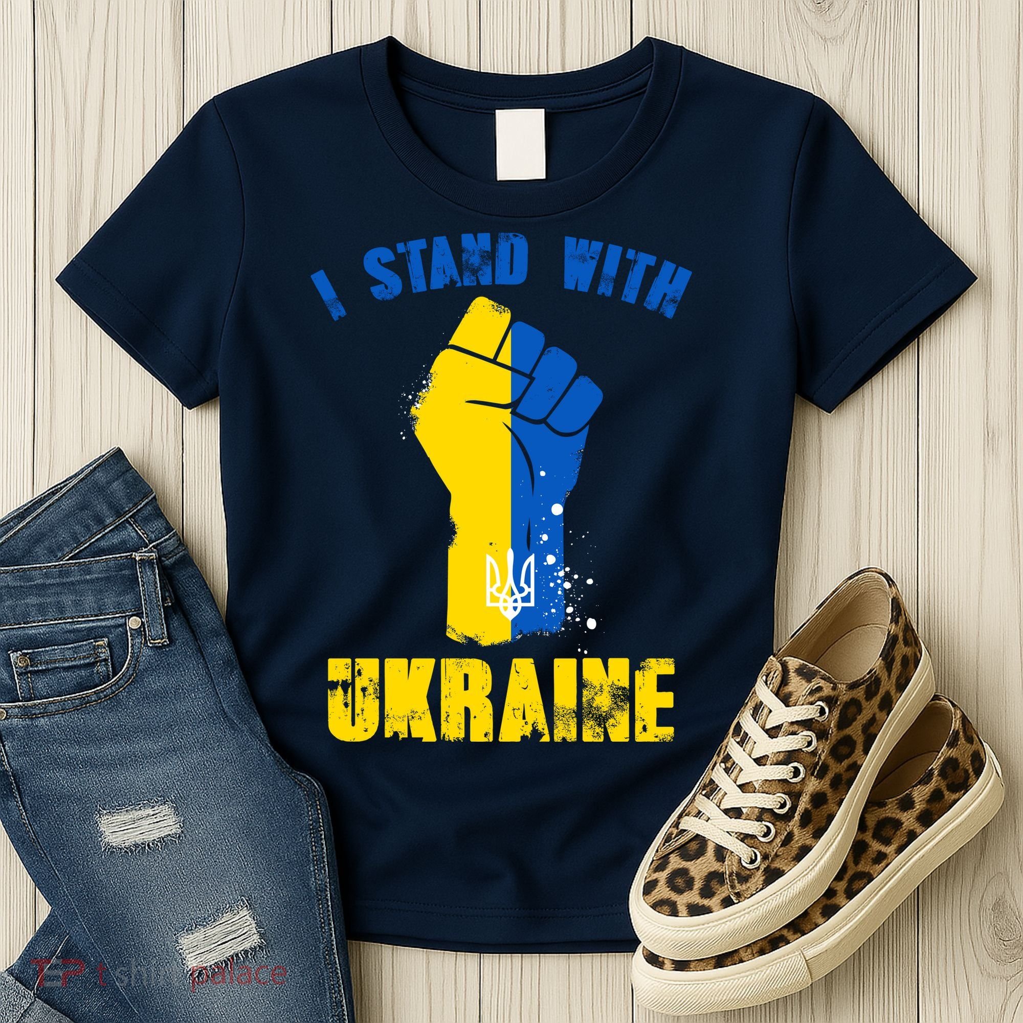 I Stand With Ukraine Fist Trident Support Women's T-Shirt