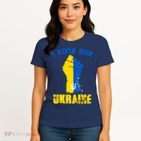 I Stand With Ukraine Fist Trident Support Women's T-Shirt thumb 4