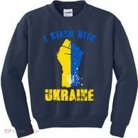 I Stand With Ukraine Fist Trident Support Kids Sweatshirt thumb 0