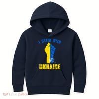 I Stand With Ukraine Fist Trident Support Kids Hoodie thumb 0