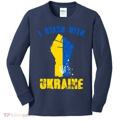 I Stand With Ukraine Fist Trident Support Kids Long Sleeve Shirt
