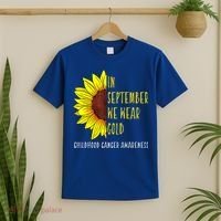 In September Wear Gold Childhood Cancer Awareness Sunflower T-Shirt thumb 2