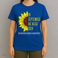 In September Wear Gold Childhood Cancer Awareness Sunflower T-Shirt thumb 4