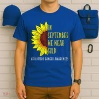 In September Wear Gold Childhood Cancer Awareness Sunflower T-Shirt thumb 6