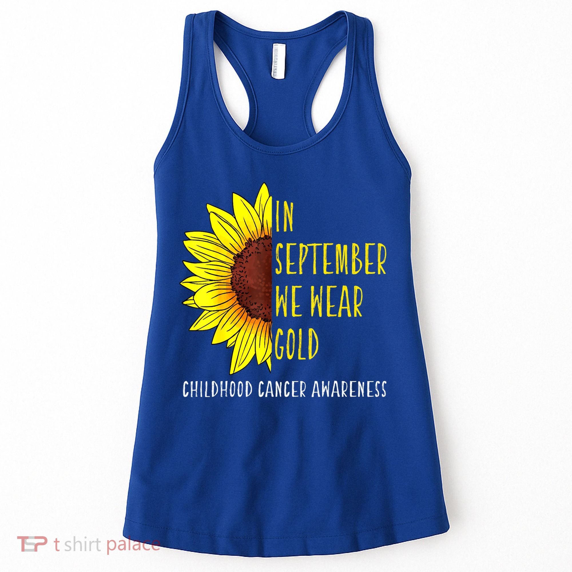 In September Wear Gold Childhood Cancer Awareness Sunflower Women's Tank Top