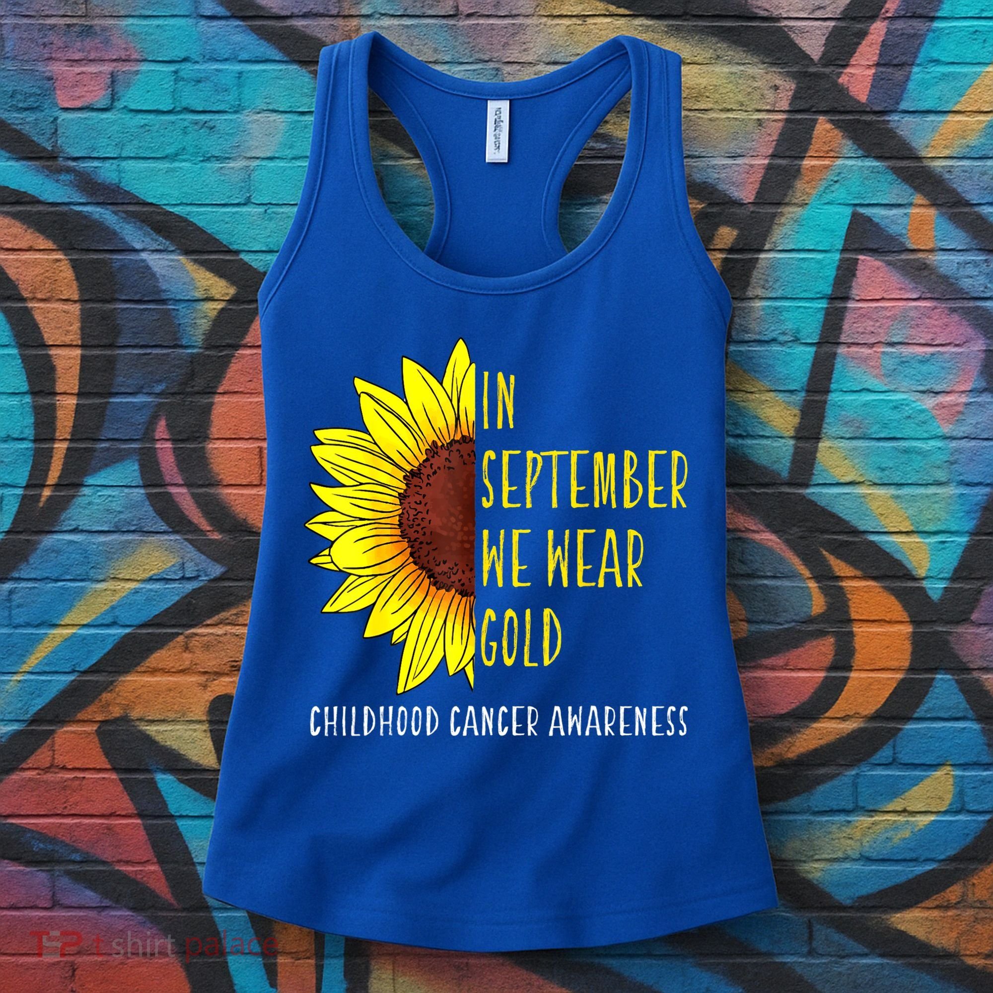 In September Wear Gold Childhood Cancer Awareness Sunflower Women's Tank Top