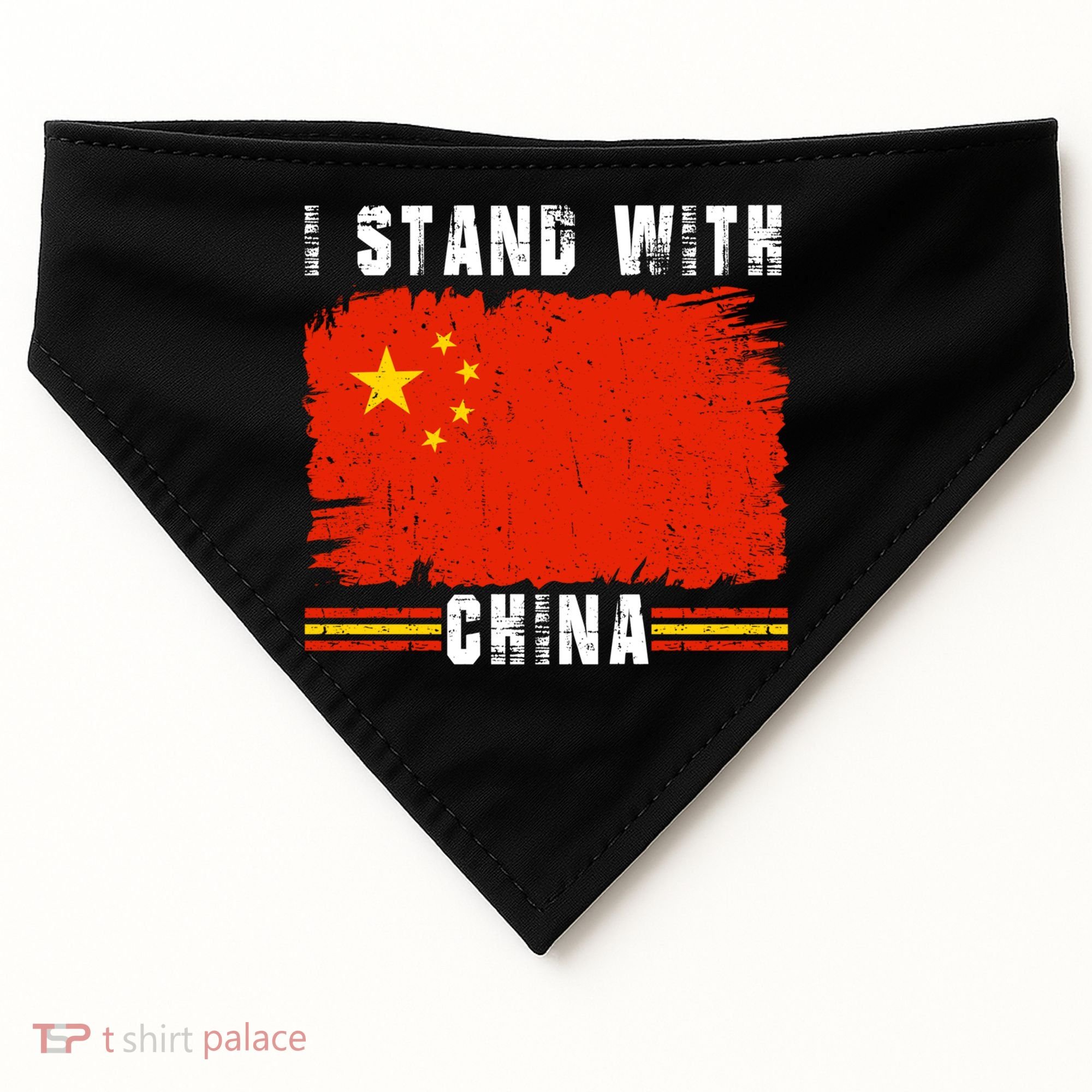 I Stand With China Flag Chinese Flag Great Gift USA-Made Doggie Bandana