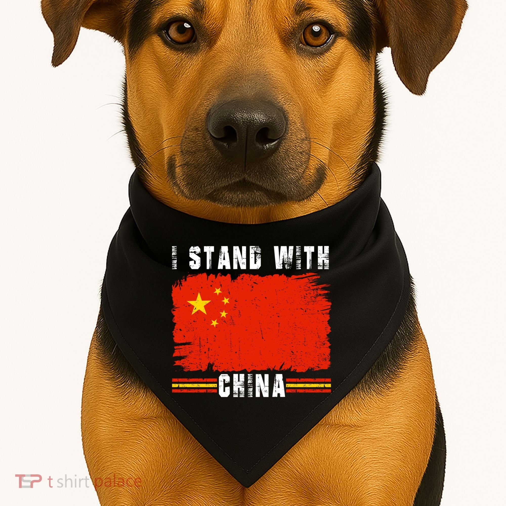 I Stand With China Flag Chinese Flag Great Gift USA-Made Doggie Bandana