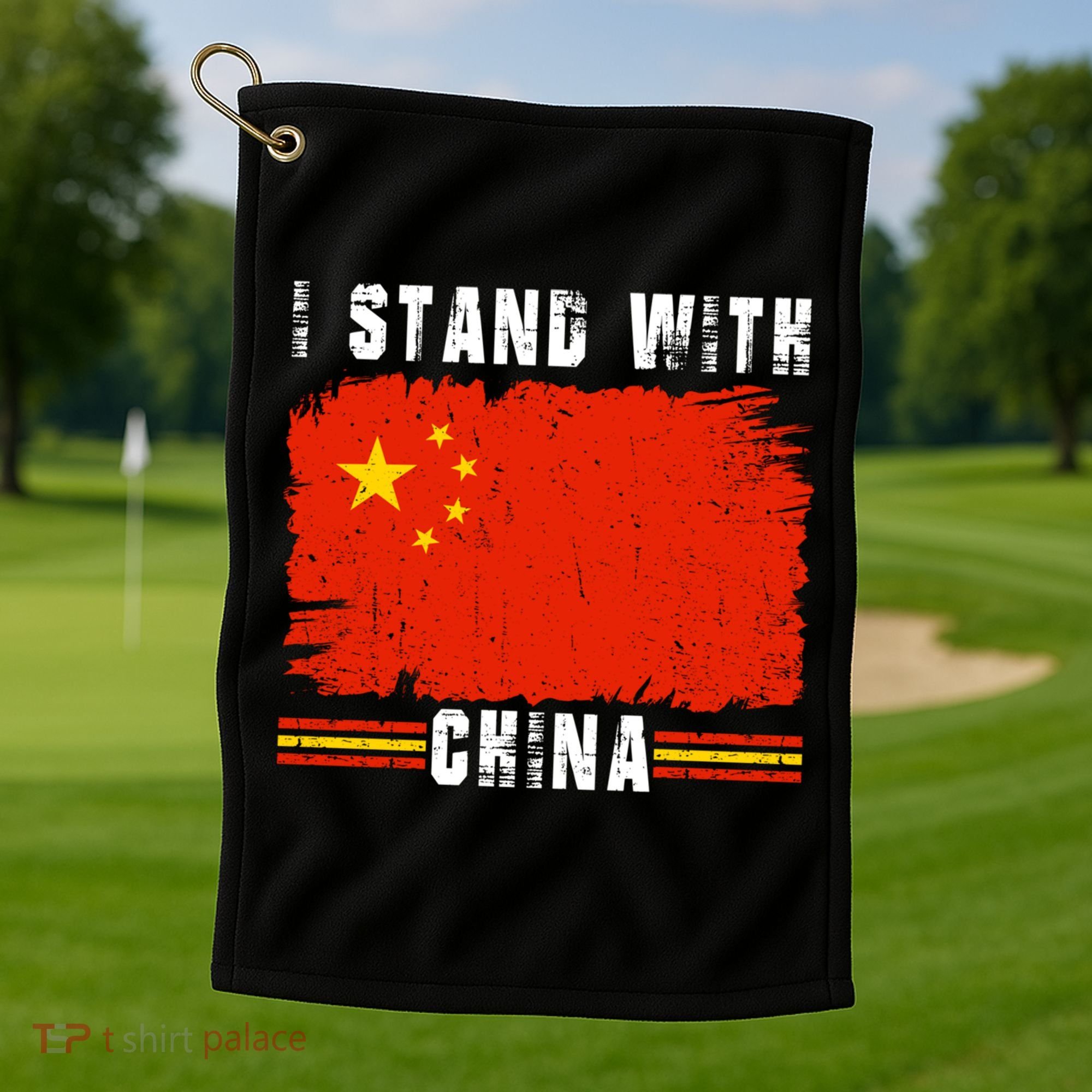 I Stand With China Flag Chinese Flag Great Gift Golf Towel